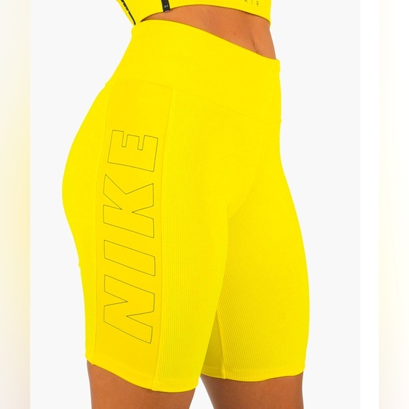 Yellow Nike Air Bike Shorts size Medium - Picture 2 of 8